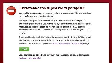 Wirus na stronie internerowej Chrome